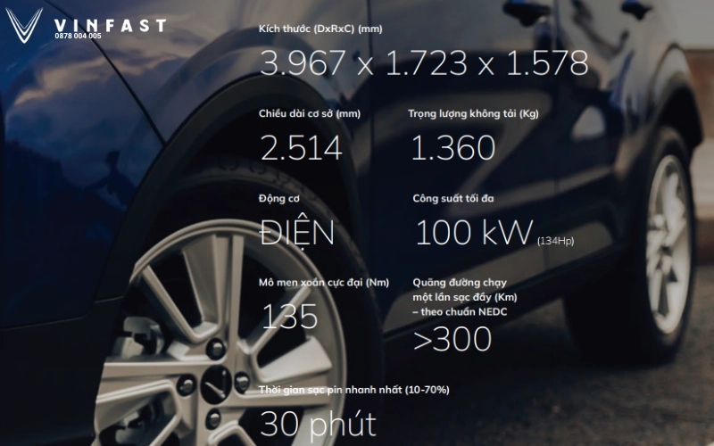 VinFast VF5 12 kích thước và trọng lượng vinfast vf5