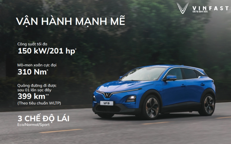 Vinfast VF6 động cơ vận hành mạnh mẽ