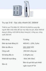Trụ sạc siêu nhanh DC 250kw