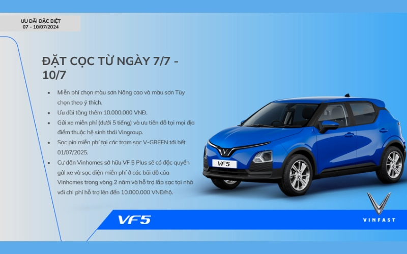 Khuyến mãi đặt cọc vinfast vf5